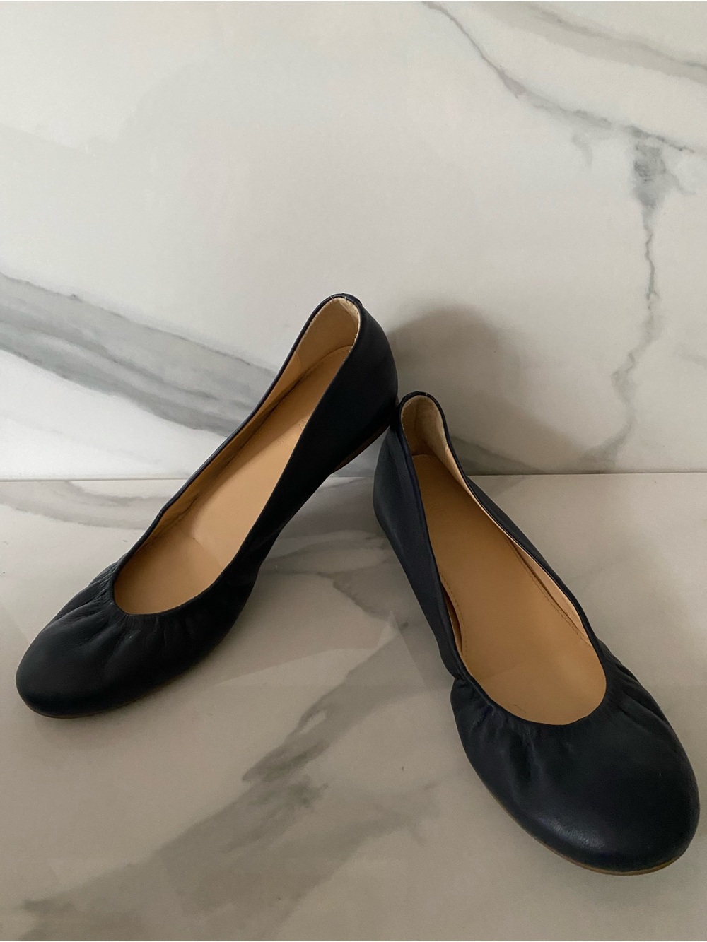 J.Crew CeCe leather ballet flat navy Sz 8 Made In Italy Everyday Office Teacher